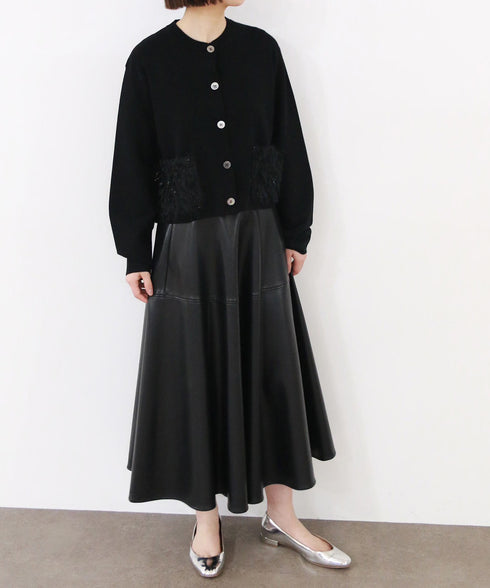 【SOI-MeME】sheer fringe cocoon cardigan